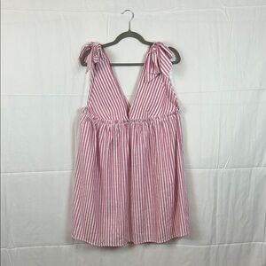 Chic Pink Striped Midi Dress with Bow Straps